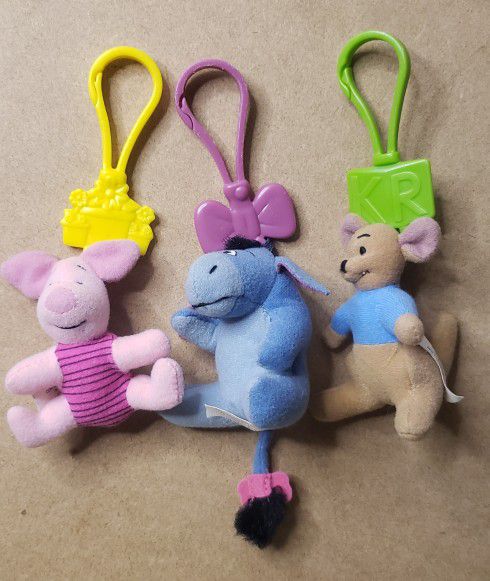Disney's Winnie The Pooh Mini Plush Keychains Lot