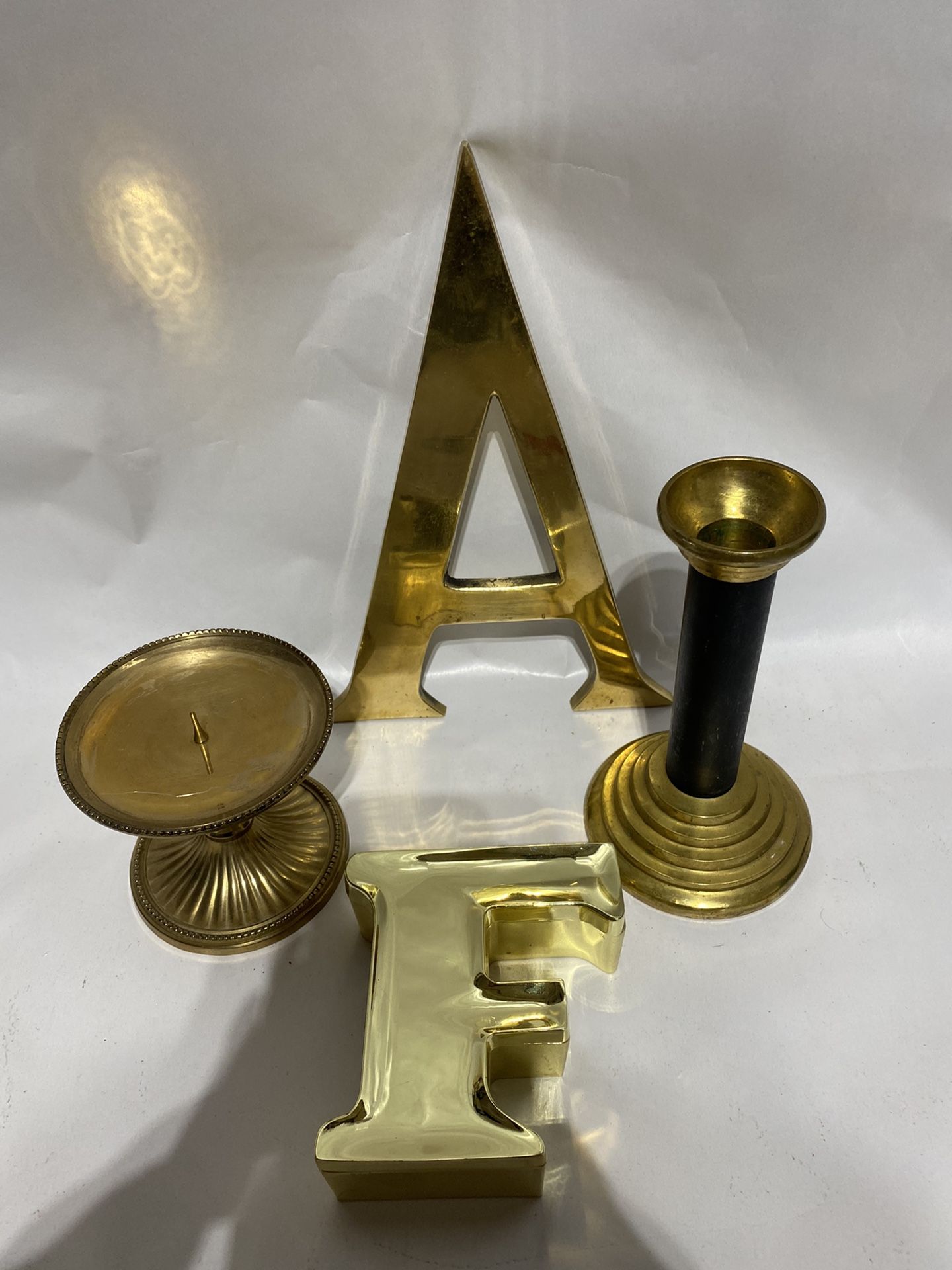Misc Lot Candleholders Brass Candle Warmer Chair Cover