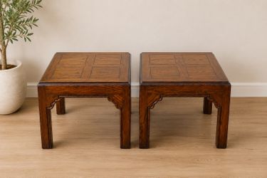 Vintage Henredon Fair Camelia Solid Wood End Tables – Pair