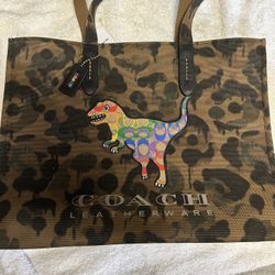 Coach Trex Leather Purse Rainbow Dinosaur 