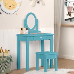 HLR Little Girls Vanity Set with Mirror and Stool