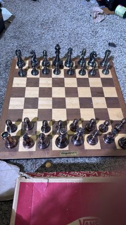 Chess Set, Board Plaque Signed By Garry Kasparov (supposedly)