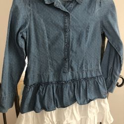 American Girl Jean Dress With Ruffles Size 8