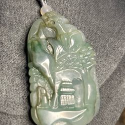 Burma Jade Modernist Abstract Landscape Pendant