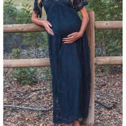 Navy Blue Maternity Dress Large 