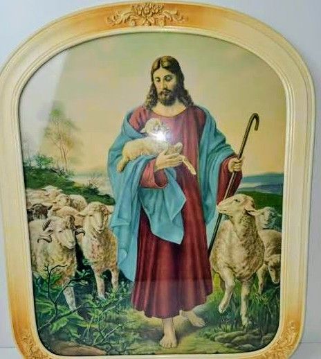Vintage 1950 Picture Shepherd With His Flock