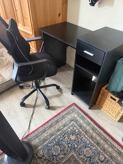 Black Office Desk and Chair Set