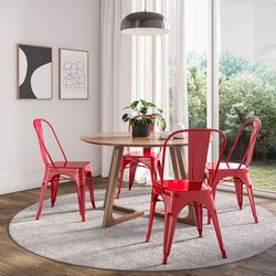 New Set of 4 Metal Chair Dining Chairs Patio Chair 18 Inches Seat Height Dining Room Kitchen Chair Tolix Restaurant Chairs Trattoria Bar Stackable Cha