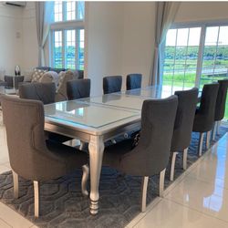 Coralayne Silver Rectangular Dining Room Set / Dining table and Chairs 