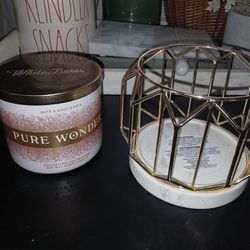 Bath And BODY Works Candle And Marble Holder-$30 For Both