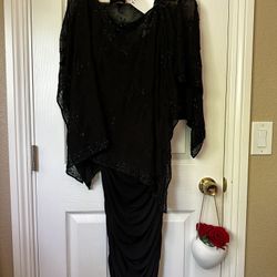 Black Dress W/ Separate Sequined Cover All