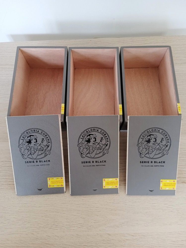 3 EMPTY Cigar Boxes - La Gloria Cubana Serie R Black No. 52