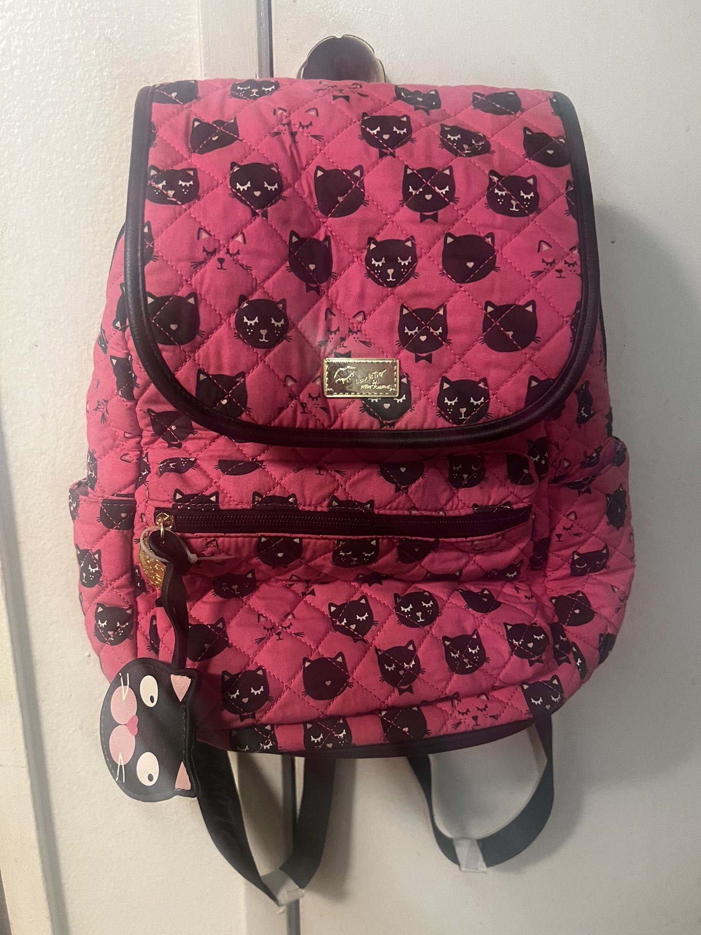 Luv Betsey Pink Black Cat Backpack