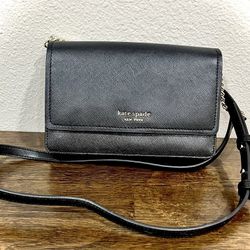 Kate Spade NY Spencer Flap Leather Chain Wallet - Black