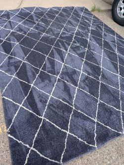 Very large clean blue with white diamond design area rug