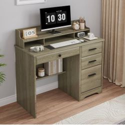 44 Inch Small Desk with Drawers, Computer Desk with File Drawer, Grey
4 Storage Drawers