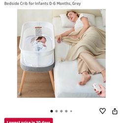 NEW IN BOX- Automatic Rocking Bassinet, Electric Baby Bassinet with 3 Speeds, Self-Rocking Sleeper Soothing White Noise, Electric Bedside Crib for Inf