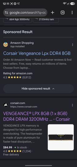 Corsair ddr4 8gb sticks