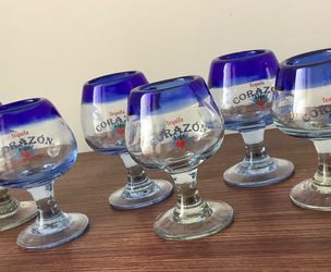 Set of 6 Stemmed Shot Glasses - Handblown Glass - Barware