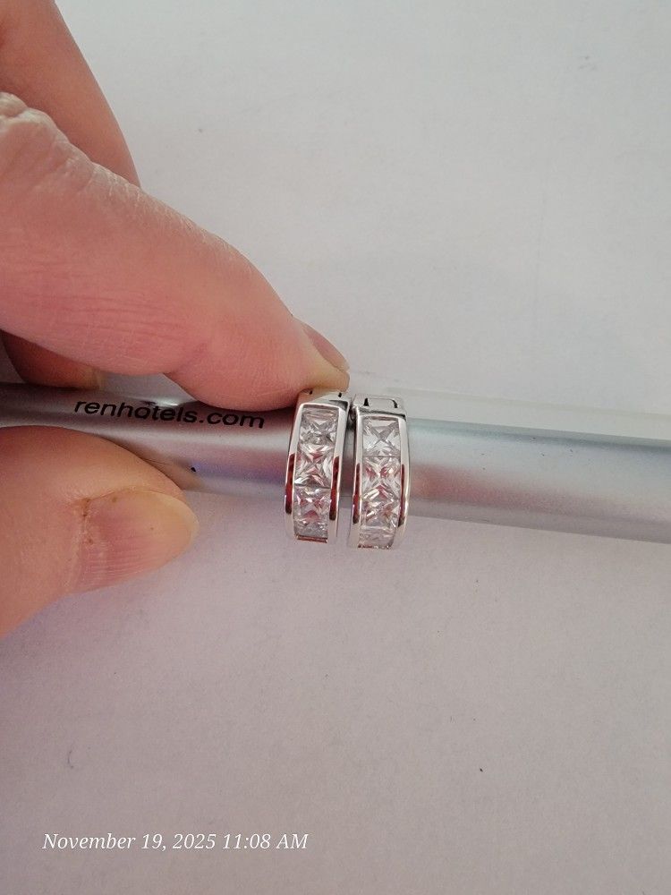 Solid Sterling Silver 925 Cubic Zirconia Earrings