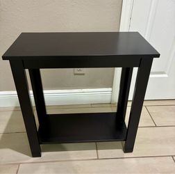Black/dark wood small table/stand w/ shelf 24”x24”