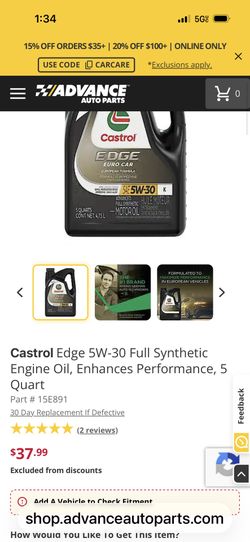 Castro Edge Euro Car sae 5w- 30 motor oil - Brand New!