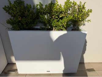 2 Large White Modern Rectangular Planter Boxes