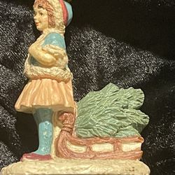Vintage Girl With Christmas Tree Christmas Ornament