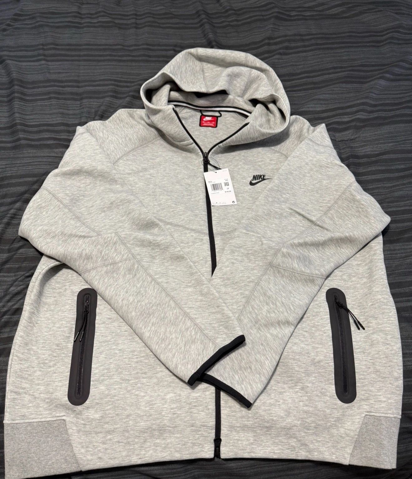 Nike Tech Size 2XL Fleece Windrunner Gray Hoodie FB7921-063 Full-Zip 