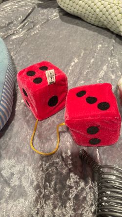 Hot pink fuzzy dice for mirror