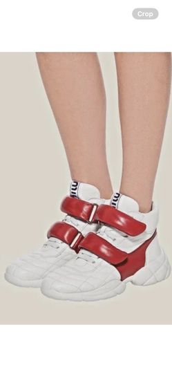 MIU MIU PRADA 5T439D WHITE QUILTED LEATHER SNEAKER