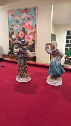 “Large Vintage Italian Capodimonte-Style Porcelain Harvest Couple – 18” Man & Woman – Crown N – Made Italy – c. 1980”