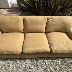 Custom-Made Down Feather Sofa – Gold/Brown (Originally $3,950)