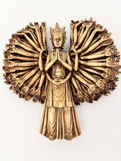 12" x 12" Thousand-Armed Avalokiteshvara (Guanyin) Buddhist Wall Sculpture – Bronze Finish