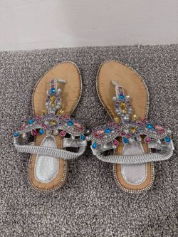 *iCKER Brand Women's Ankle Strappy Gladiator Sandals Beach Bohemia Thong Flat Sandal Shoes, 5.5*