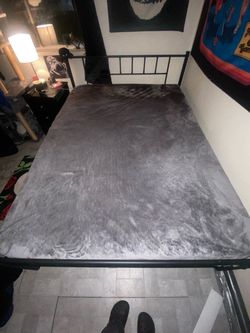 Full Black Metal Bed Frame with Mattress