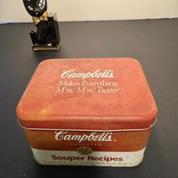 Campbell’s Soup Souper Recipes Vintage 1950s Red Tin Box, 5x5x4.75” 