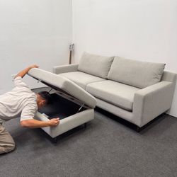 *Just Unboxed* Sloan Fabric 2-Seat Sofa + Storage Ottoman - Brand New (Half Priced) - Can Deliver