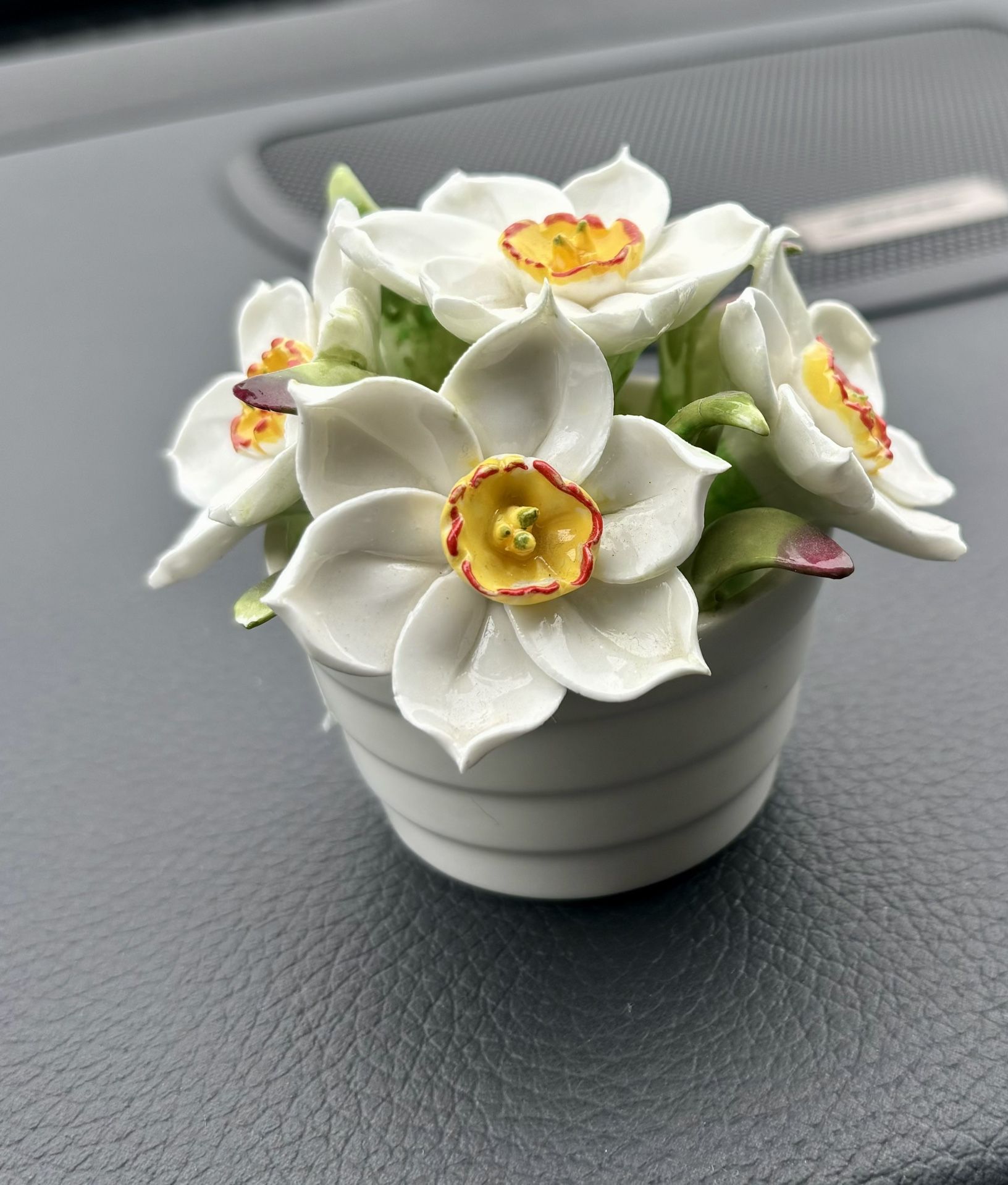Vintage Hand Molded And Painted In England Aynsley Fine Bone China Narcissus Blooms in Flowerpot