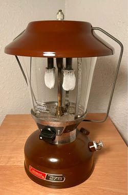 Vintage Coleman Model 275 Brown Double-Mantle Liquid Fuel Camping Lantern - Made in USA