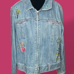  Petite Christopher and banks stretch denim light zip up jacket