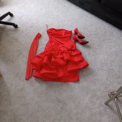 Red Dress Size 8 Shoes Size Seven And A Half
