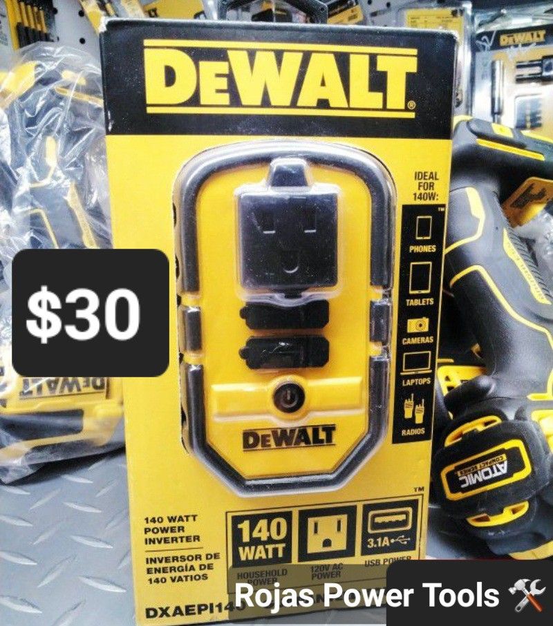 DEWALT 140WATTS PORTABLE CAR POWER INVERTER WITH DUAL USB PORTS