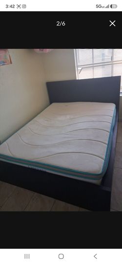 Bed frame n mattress with a dresser