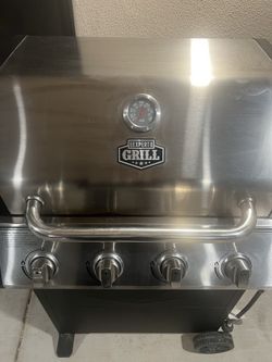 Expert Grill 4-Burner Propane Gas Grill with Side Shelves and Wheels, Stainless Steel