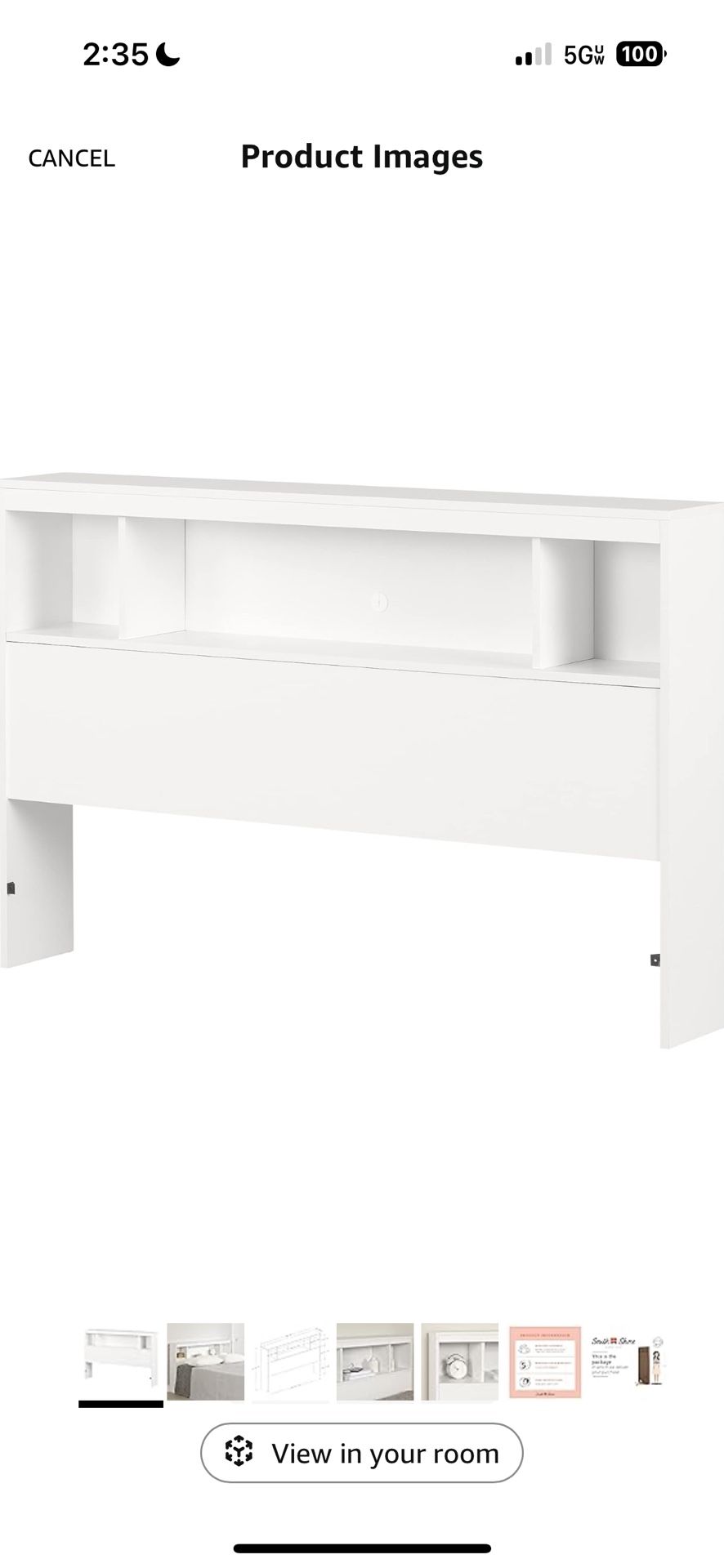 White Headboard w/ Shelves(Full bed)