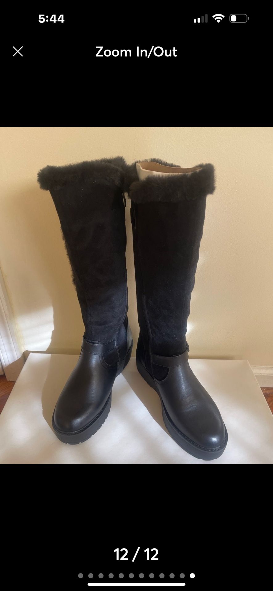 NWT boots knee high velvet, leather