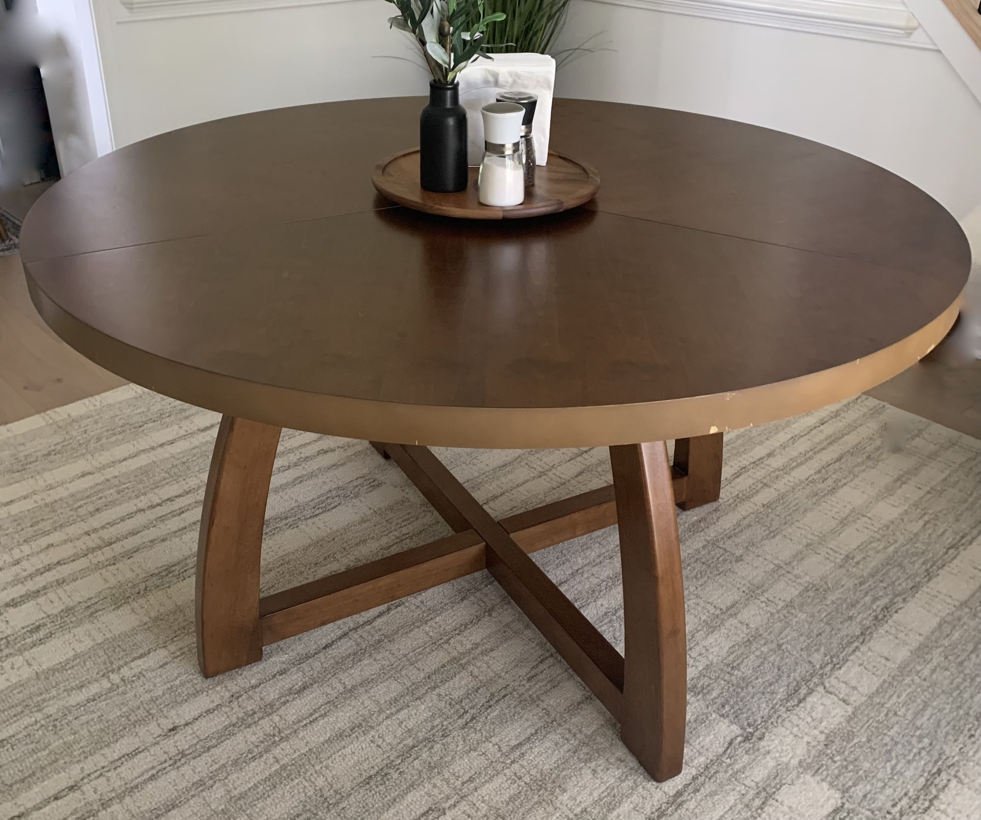 54” Round Wood Dining Table For Sale