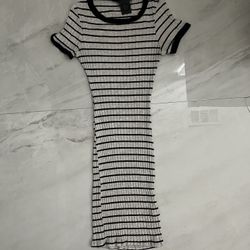 Black and white striped mini bodycon dress