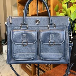 Dooney & Bourke Double Pocket Pebble Leather Tote Bag
